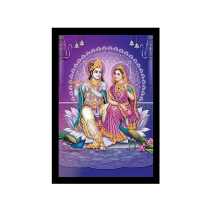 Radha Krishna Painting with Synthetic Photo Frame (Multicolor)