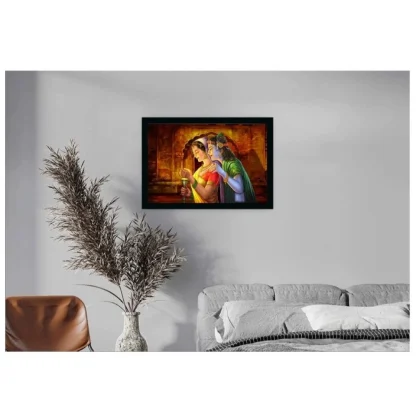 Radha Krishna Painting with Synthetic Photo Frame (Multicolor) - Image 2