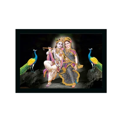 Radha Krishna Painting Vinyl Sparkle Coated with Synthetic Photo Frame (Multicolor)