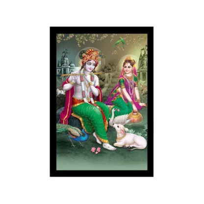 Beautiful Radha Krishna Vinyl Sparkle Coated with Synthetic Photo Frame (Multicolor)