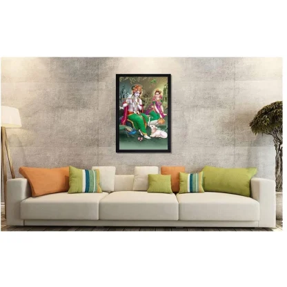 Beautiful Radha Krishna Vinyl Sparkle Coated with Synthetic Photo Frame (Multicolor) - Image 2