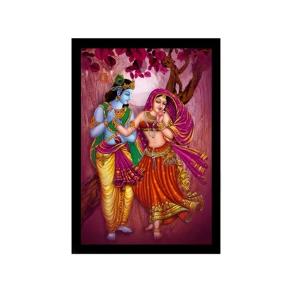 Radha Krishna Painting with Synthetic Photo Frame (Multicolor)