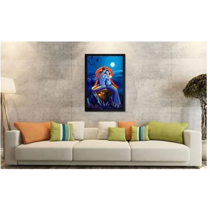 Radha Krishna Painting with Synthetic Photo Frame (Multicolor) - Image 2