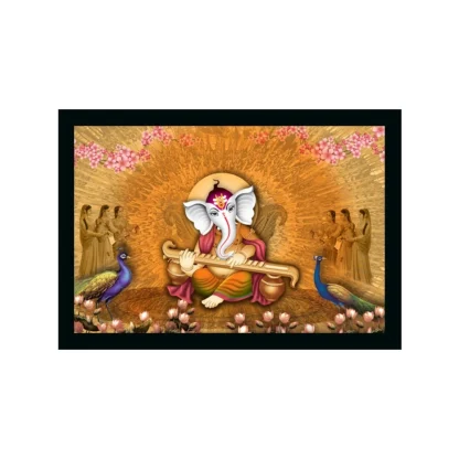 Ganesh Photo with Synthetic Photo Frame (Multicolor)