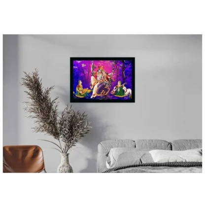 Radha Krishna Painting with Synthetic Photo Frame (Multicolor) - Image 2