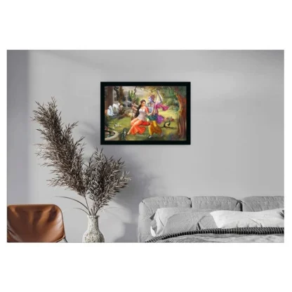 Radha Krishna Painting with Synthetic Photo Frame (Multicolor) - Image 2