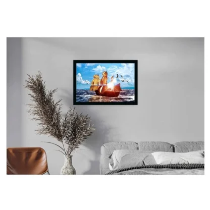 Boat Frame Paintingwith Synthetic Photo Frame (Multicolor) - Image 2