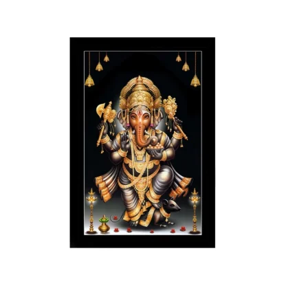 Ganesh Photo with Synthetic Photo Frame (Multicolor)