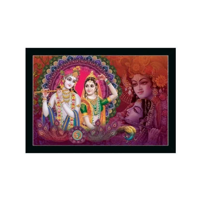 Radha Krishna Painting with Synthetic Photo Frame (Multicolor)