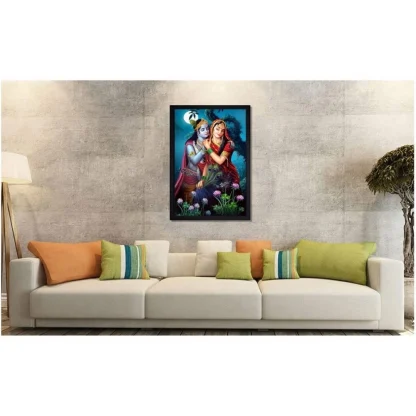 Radha Krishna Painting with Synthetic Photo Frame (Multicolor) - Image 2