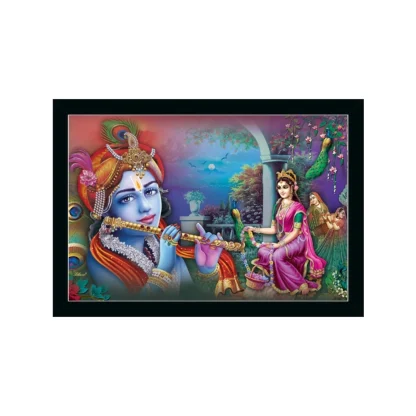 Radha Krishna Painting with Synthetic Photo Frame (Multicolor)