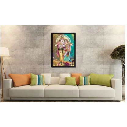 Beautiful Radha Krishna Vinyl Sparkle Coated with Synthetic Photo Frame (Multicolor) - Image 2