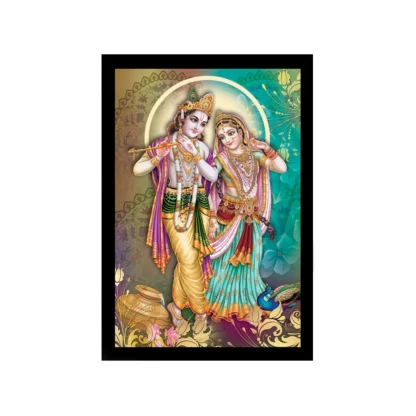 Beautiful Radha Krishna Vinyl Sparkle Coated with Synthetic Photo Frame (Multicolor)