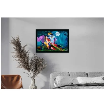 Radha Krishna Painting with Synthetic Photo Frame (Multicolor) - Image 2