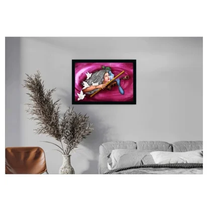 Radha Krishna Painting with Synthetic Photo Frame (Multicolor) - Image 2