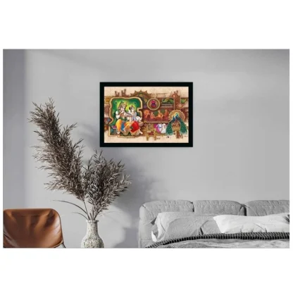 Radha Krishna Painting with Synthetic Photo Frame (Multicolor) - Image 2