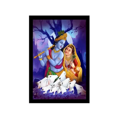 Radha Krishna Painting with Synthetic Photo Frame (Multicolor)