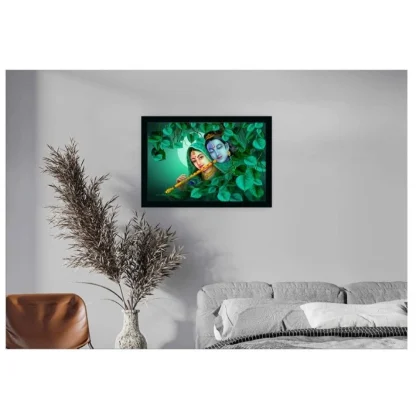 Radha Krishna Painting with Synthetic Photo Frame (Multicolor) - Image 2