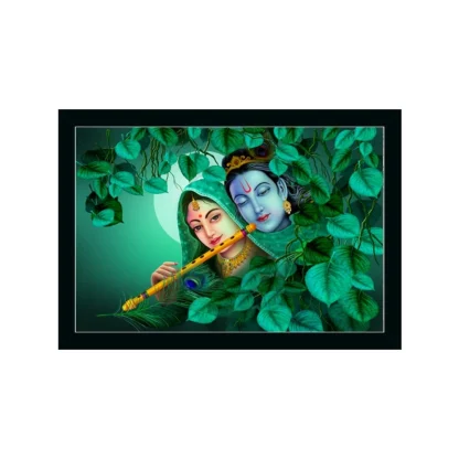 Radha Krishna Painting with Synthetic Photo Frame (Multicolor)