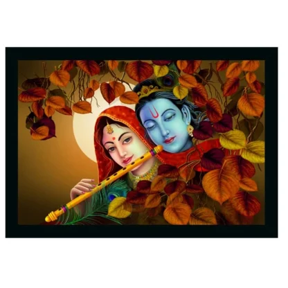 Radha Krishna Painting with Synthetic Photo Frame (Multicolor)