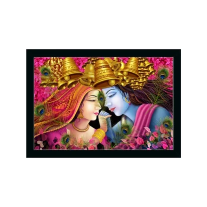 Radha Krishna Painting with Synthetic Photo Frame (Multicolor)