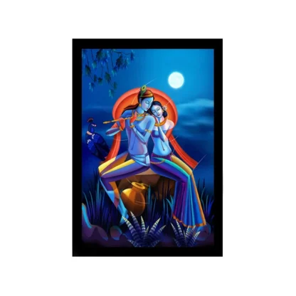 Radha Krishna Painting with Synthetic Photo Frame (Multicolor)