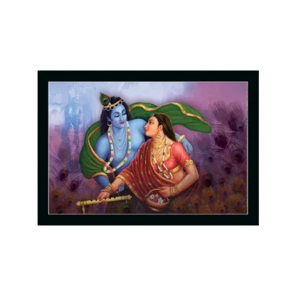 Radha Krishna Painting with Synthetic Photo Frame (Multicolor)