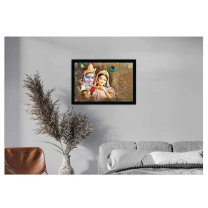 Radha Krishna Painting Vinyl Sparkle Coated with Synthetic Photo Frame (Multicolor) - Image 2