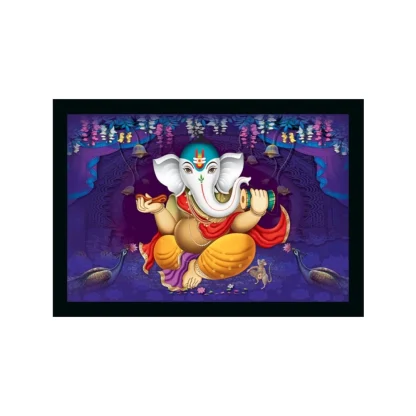 Ganesh Photo with Synthetic Photo Frame (Multicolor)