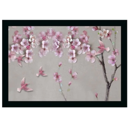 Flower Painting Vinyl Sparkle Coated with Synthetic Photo Frame (Multicolor)