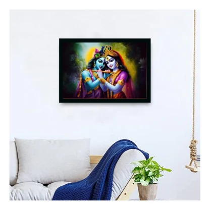 Radha Krishna Painting with Synthetic Photo Frame (Multicolor) - Image 2