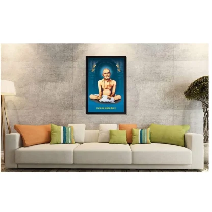 Shri Gajanan Maharaj Painting Vinyl Sparkle Coated with Synthetic Photo Frame (Multicolor) - Image 2