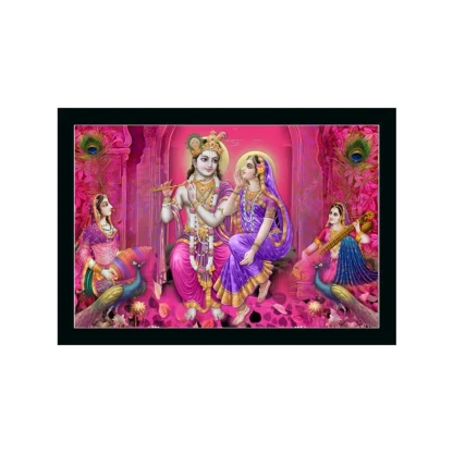 Radha Krishna Painting with Synthetic Photo Frame (Multicolor)