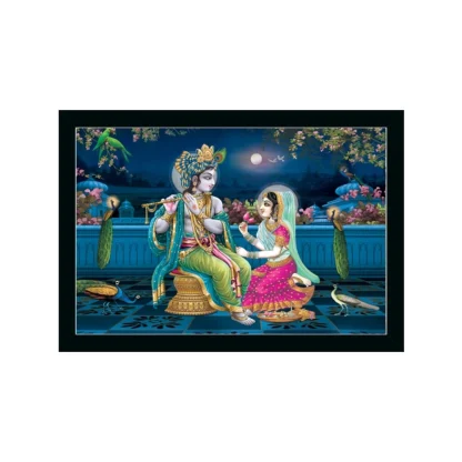 Radha Krishna Painting with Synthetic Photo Frame (Multicolor)