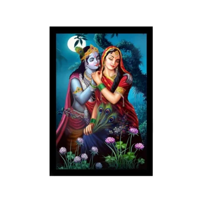 Radha Krishna Painting with Synthetic Photo Frame (Multicolor)