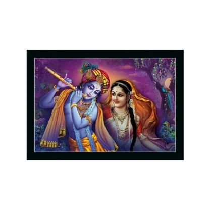 Radha Krishna Painting with Synthetic Photo Frame (Multicolor)