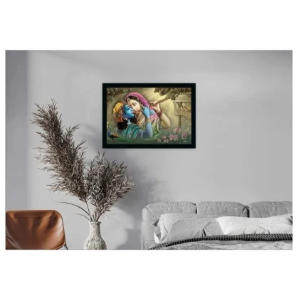 Radha Krishna Painting with Synthetic Photo Frame (Multicolor) - Image 2