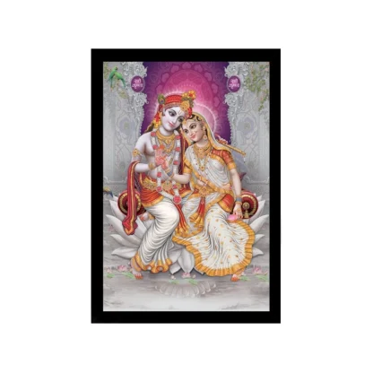 Radha Krishna Painting with Synthetic Photo Frame (Multicolor)