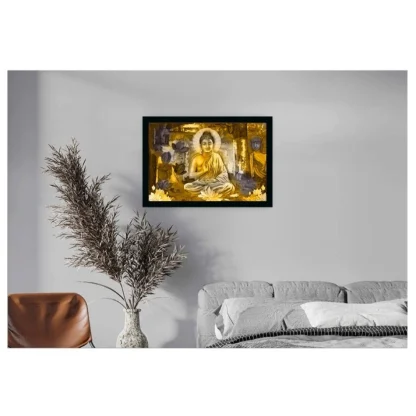 Lord Buddha Paintingwith Synthetic Photo Frame (Multicolor) - Image 2