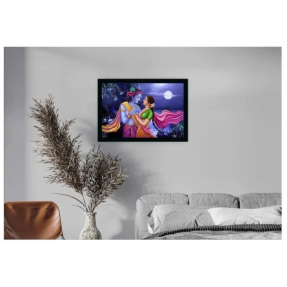 Radha Krishna Painting with Synthetic Photo Frame (Multicolor) - Image 2