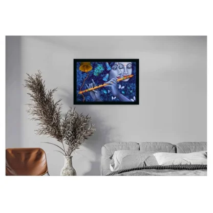 Radha Krishna Painting with Synthetic Photo Frame (Multicolor) - Image 2