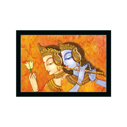 Radha Krishna Painting with Synthetic Photo Frame (Multicolor)