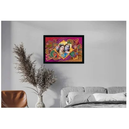 Beautiful Radha Krishna Vinyl Sparkle Coated with Synthetic Photo Frame (Multicolor) - Image 2