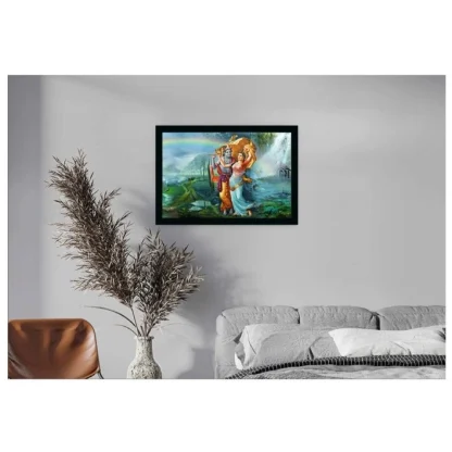 Radha Krishna Painting with Synthetic Photo Frame (Multicolor) - Image 2