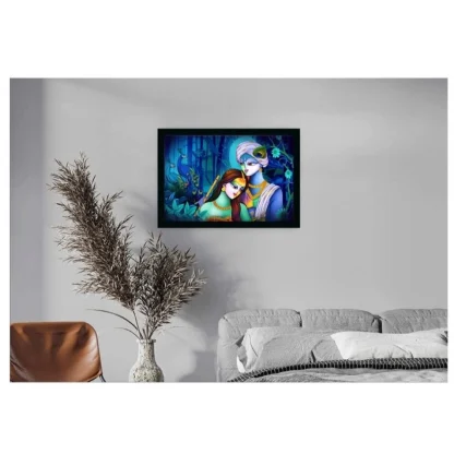 Radha Krishna Painting with Synthetic Photo Frame (Multicolor) - Image 2