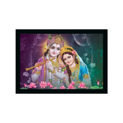 Radha Krishna Painting with Synthetic Photo Frame (Multicolor)