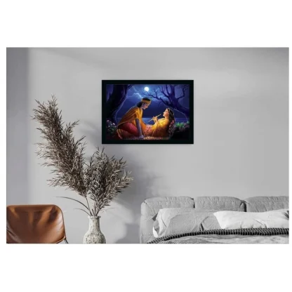 Radha Krishna Painting with Synthetic Photo Frame (Multicolor) - Image 2