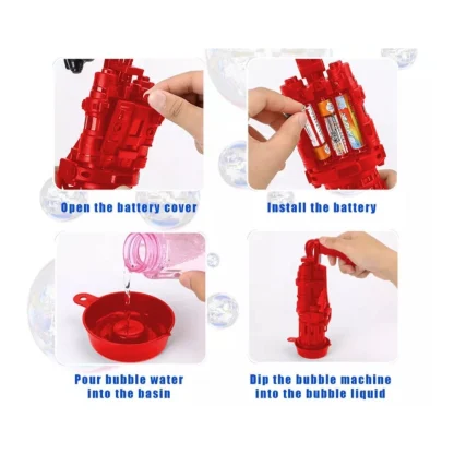 Pack Of_2 Electric Gatling Bubble Gun with 8 Hole For Kids (Assorted) - Image 4