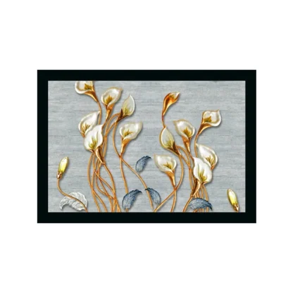 Flower Painting Vinyl Sparkle Coated with Synthetic Photo Frame (Multicolor)