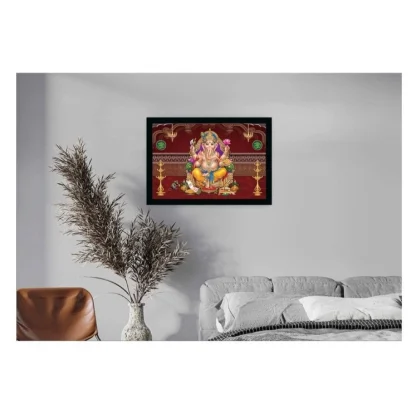 Ganesh Photo with Synthetic Photo Frame (Multicolor) - Image 2